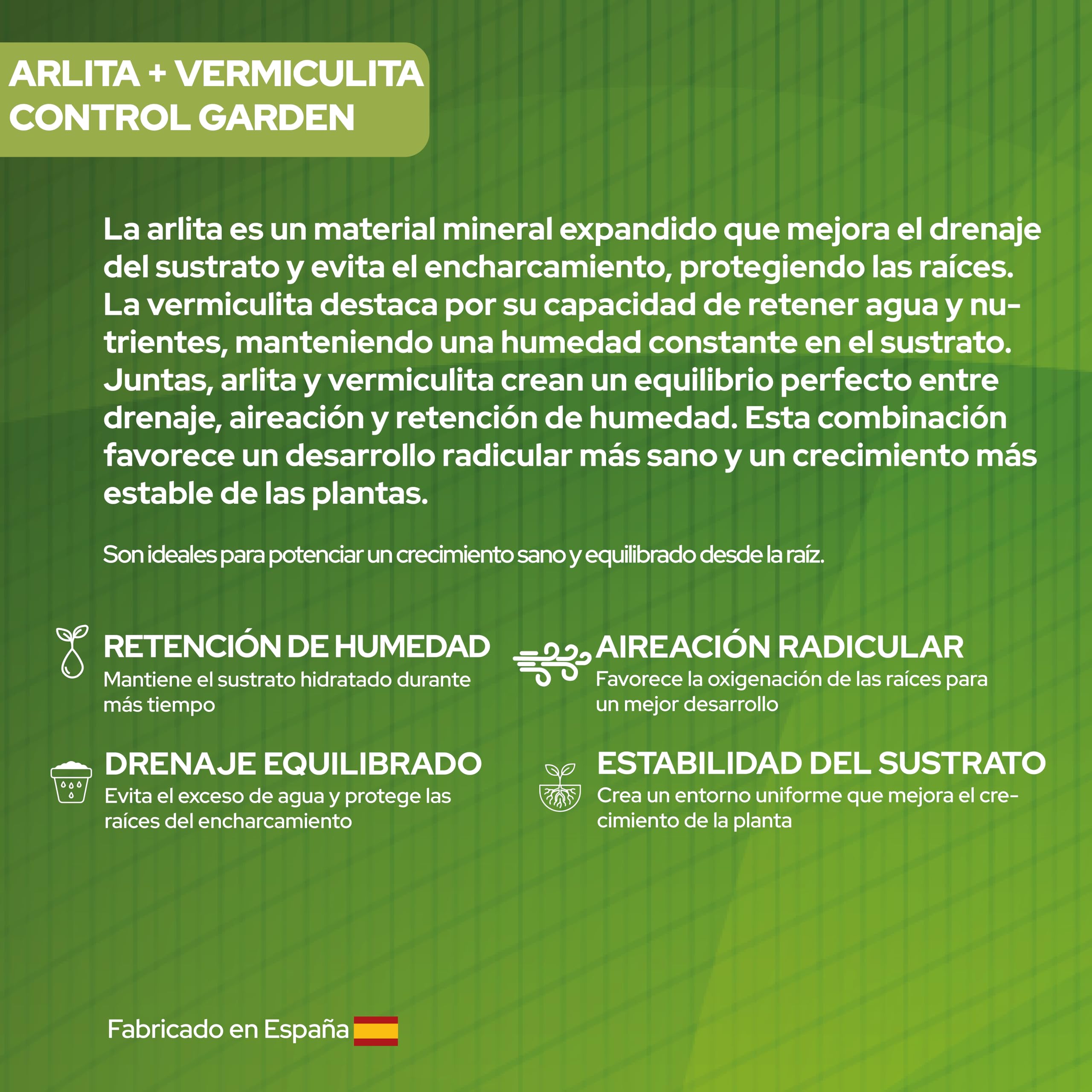 CONTROL GARDEN Pack Arlita 10L + Vermiculita 10L | Sustrato para Plantas y Cultivos Interior y Exterior | Fabricado en España