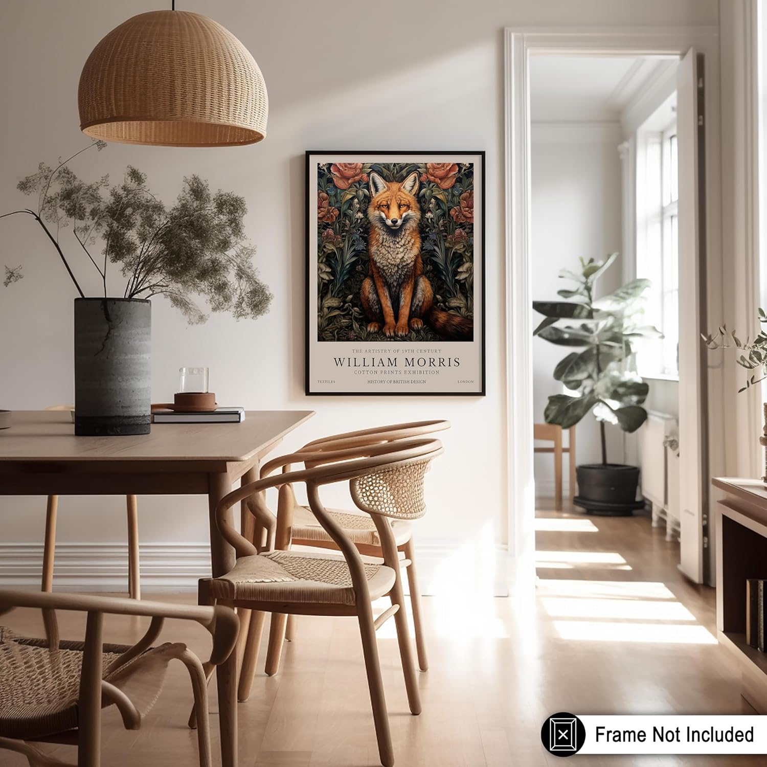 Poster Master William Morris Poster – Fox Print – Botanical Art – Flower Art – Exhibition Piece – Animal Illustration – Floral Design – Jungle Creation – Aesthetic Bedroom or Living Room Decor – 8x10 UNFRAMED Wall Print