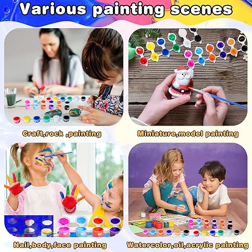 Miniatura 7 de Juego de 160 piezas de pintura acrílica juego de pintura lavable para niños 10 juegos de tiras de pintura acrílica de 12 colores con 40 pinceles de