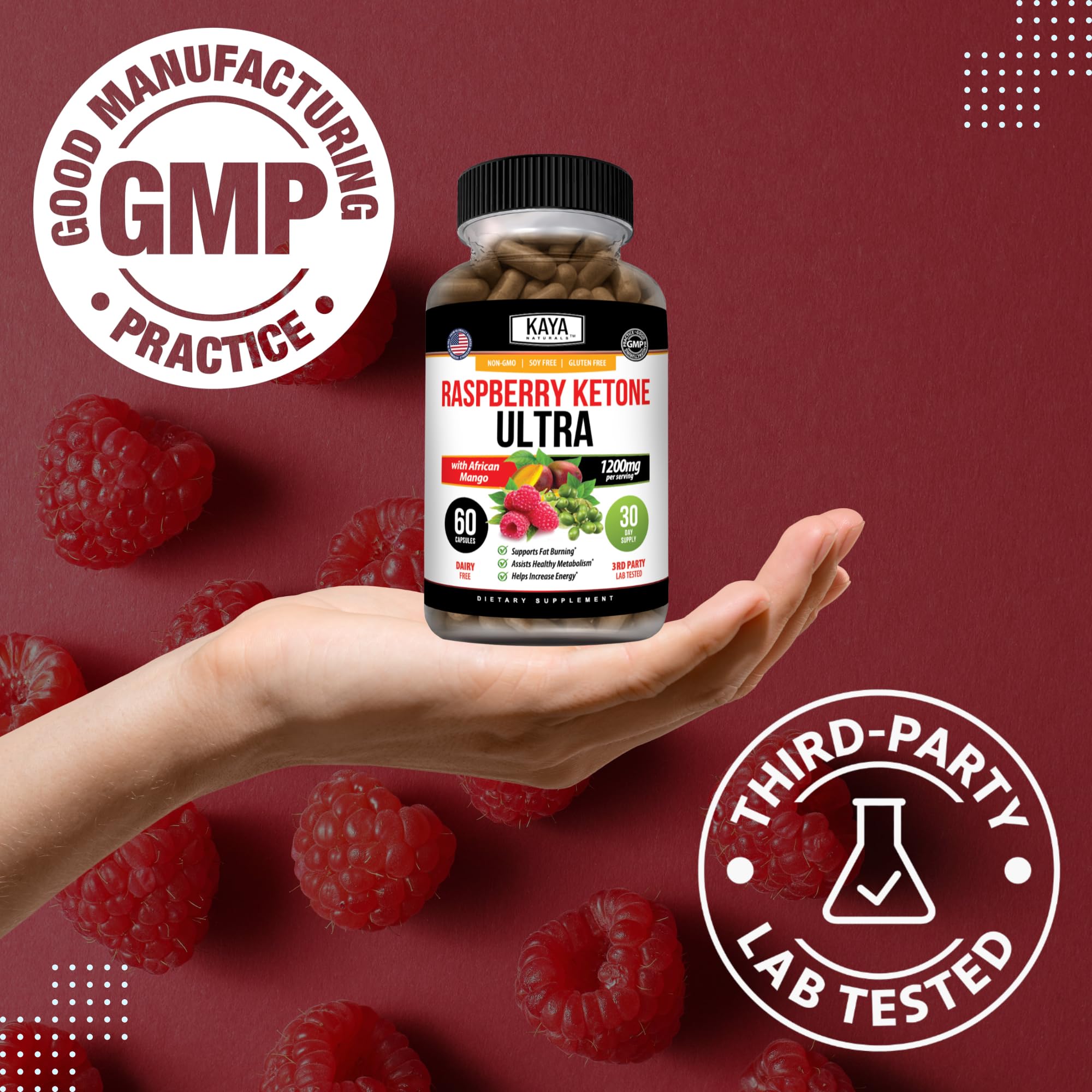 Kaya Naturals Keto Diet Raspberry Ketone, 60 Count — Amazon image 6