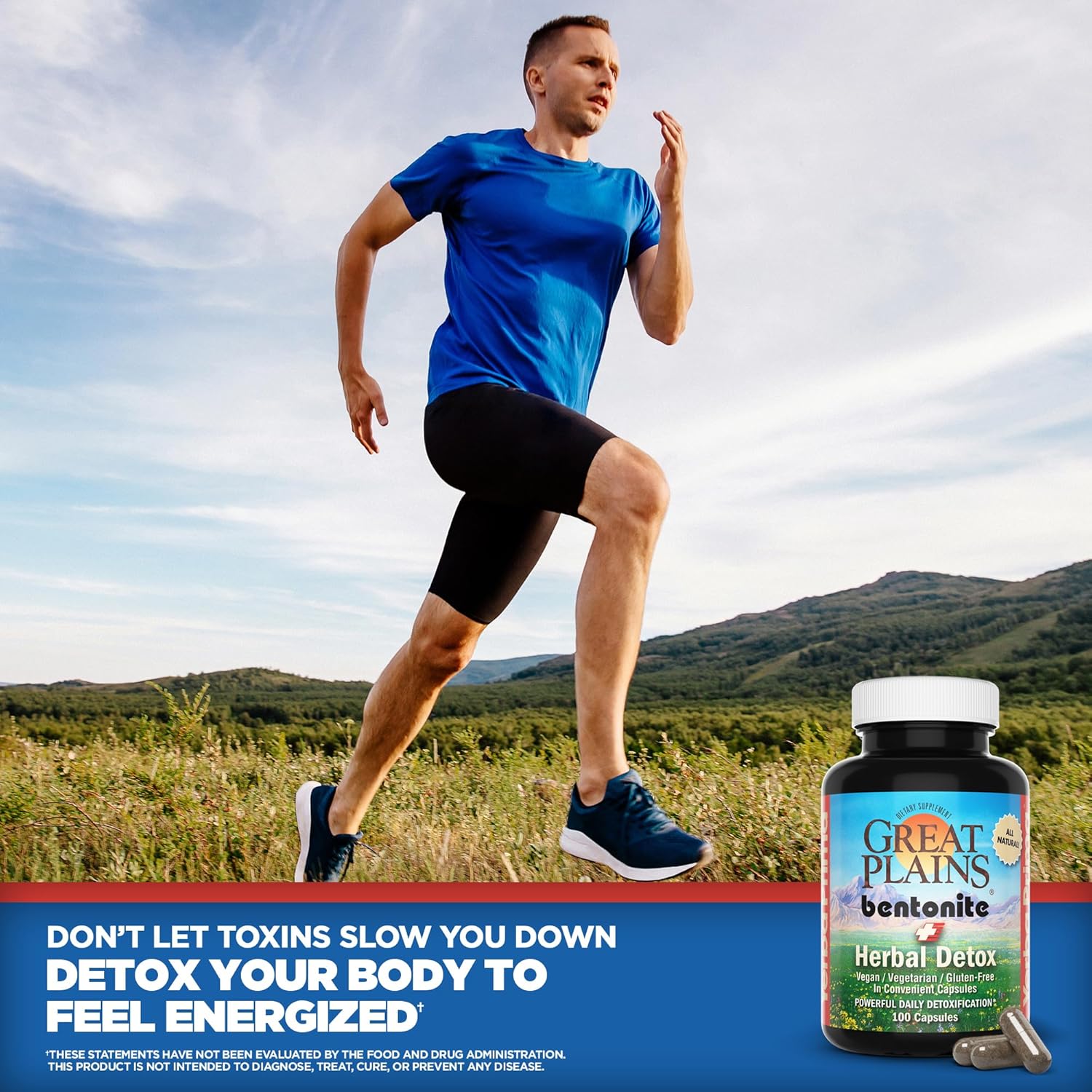 Yerba Prima Great Plains Bentonite Clay Caps Plus Herbal Detox (Pack of 2) - Food Grade - Liver & Colon Cleanse Supplement Capsules