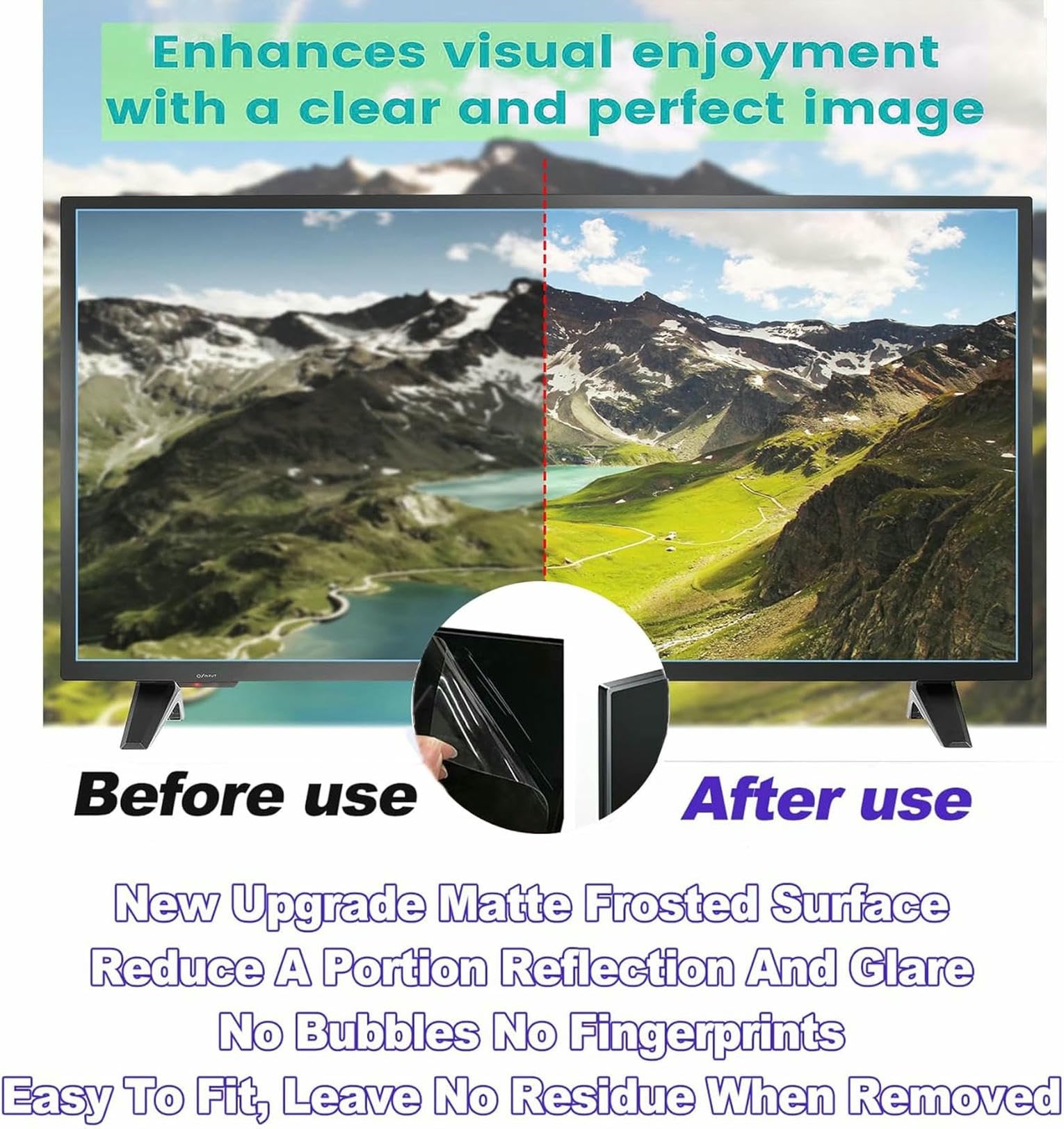 Protector De Pantalla De TV Antideslumbrante De 55 Pulgadas, Película Protectora Antirreflejos para Reducir La Fatiga Visual, Fácil Instalación, 55 Pulgadas (1221x689 Mm) ~/