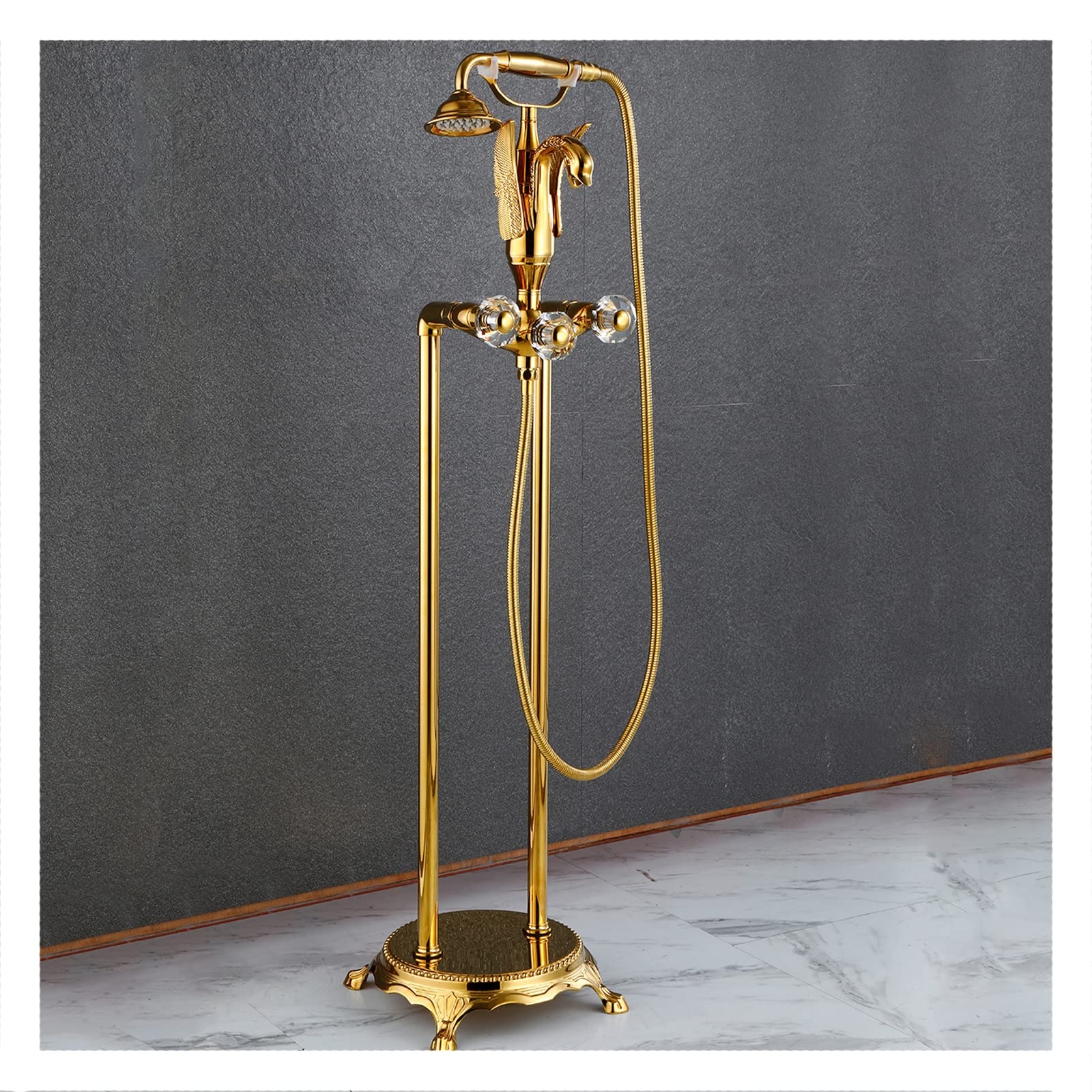 Robinet de baignoire autoportant éliminant les fuites avec son corps en laiton durable