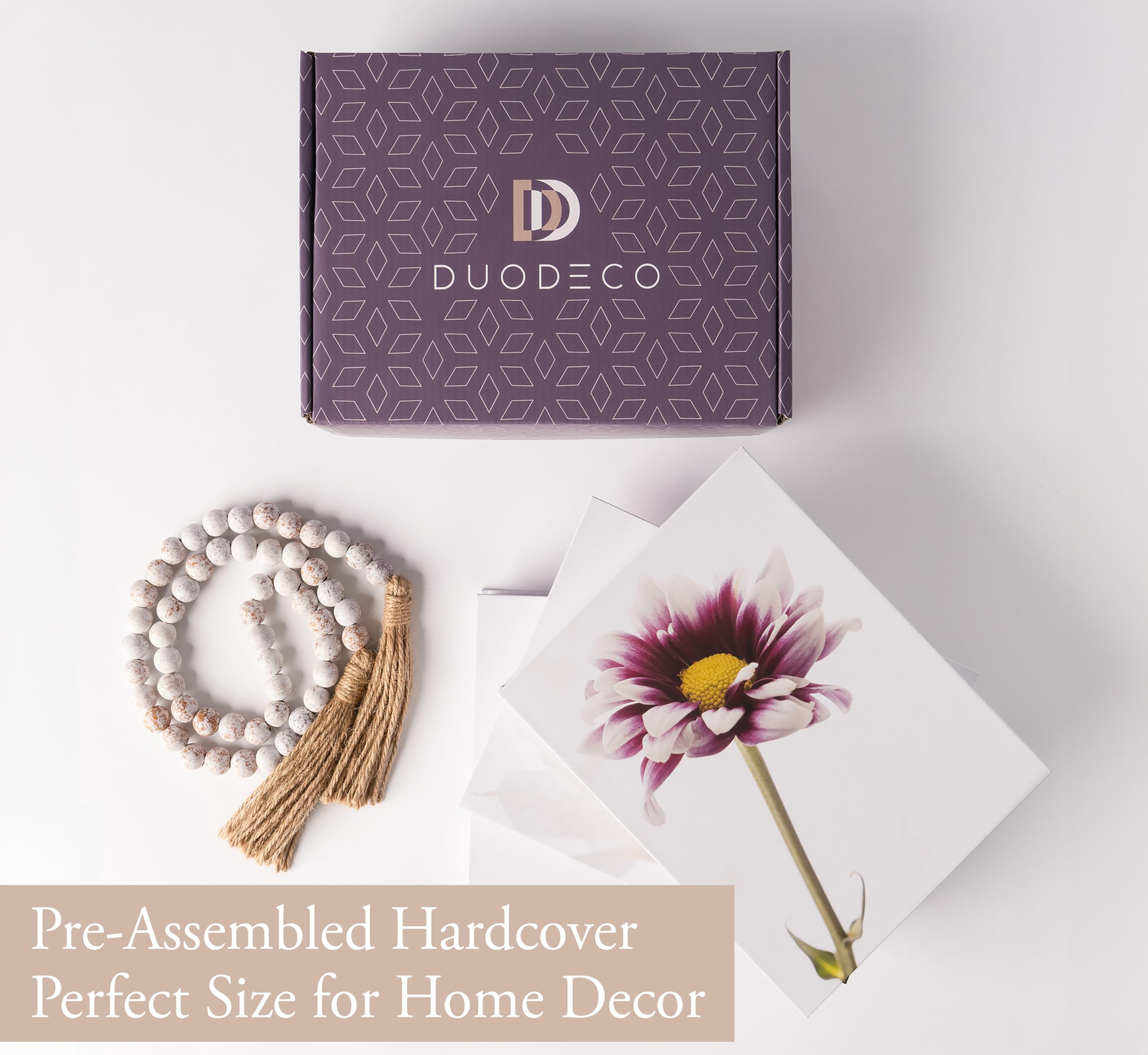 Floral Print Decorative Books Set of 3 with Wooden Garland & Hidden Storage - Magnetic Closure Fake Books, Uplifting Messages, Coffee Table Decor, Aesthetic Home Decor for Housewarming, Mother’s Day