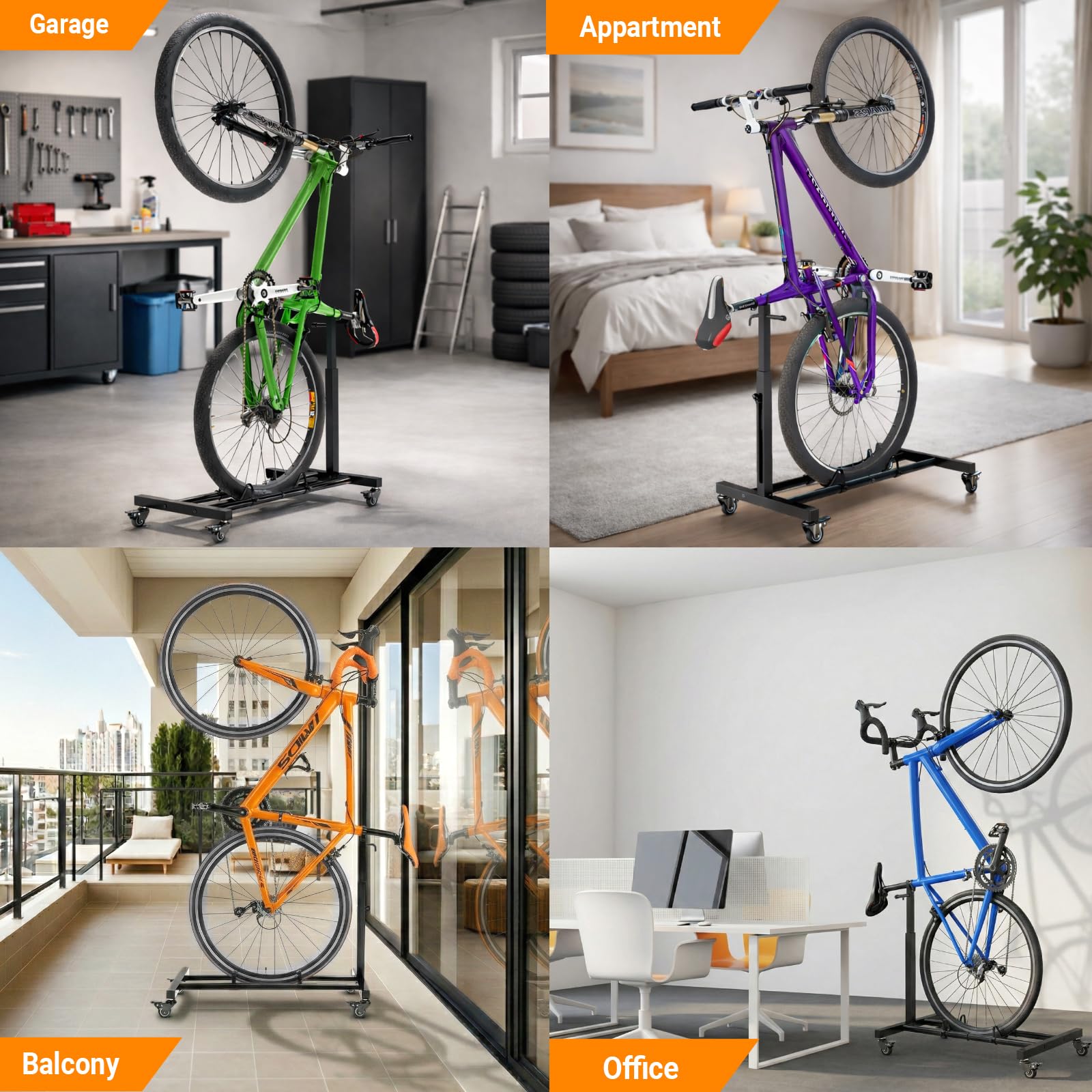 Amazon.co.jp: 縦型自転車スタンド、自立型自転車ラックガレージ収納