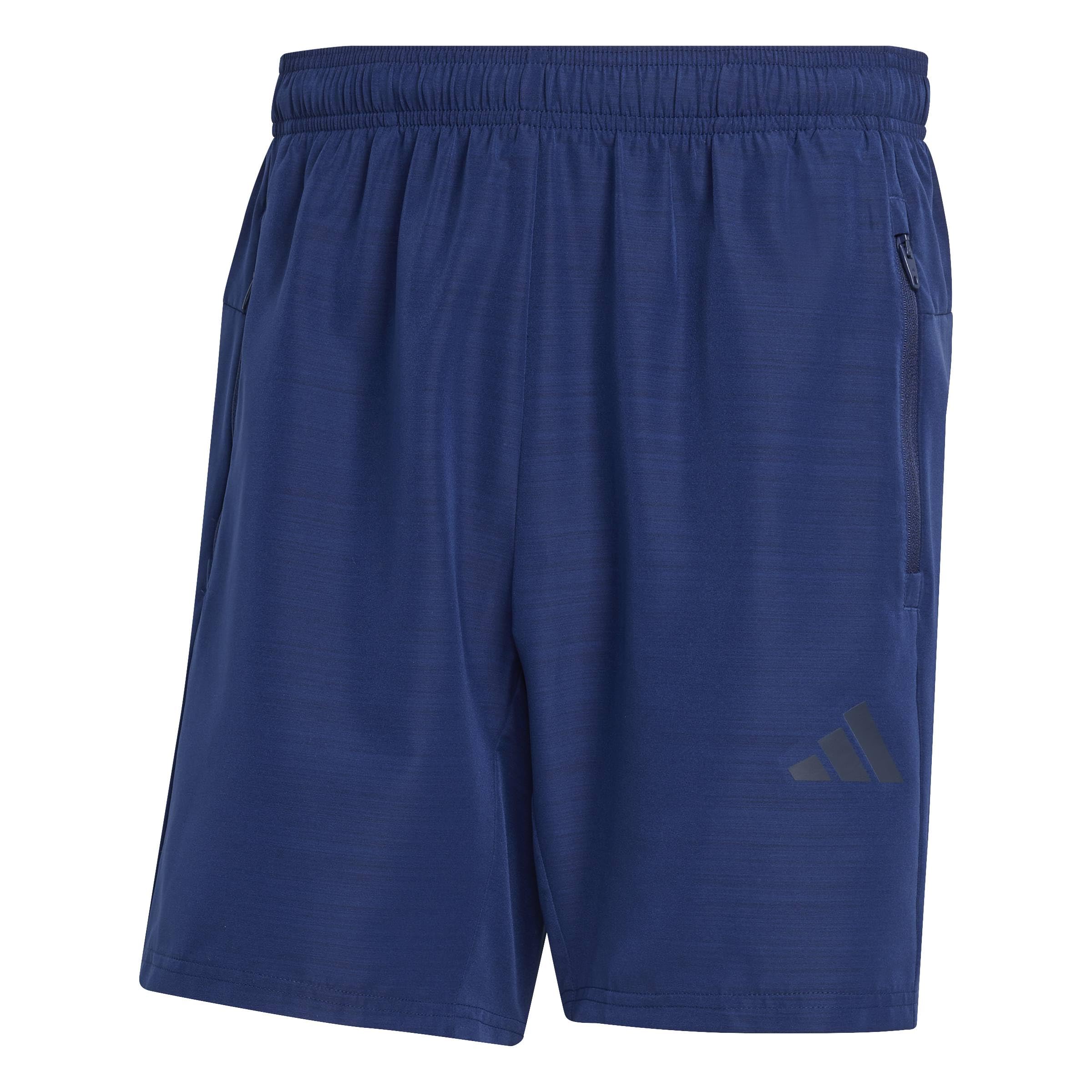 adidas Men's Workout Essentials Base Melange Woven Short Shorts, Dark Blue Melange, XXL