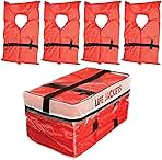 Absolute Outdoor Kent Clear Storage Bag with Type II Life Jackets, 4 Each (Adult, Orange)
