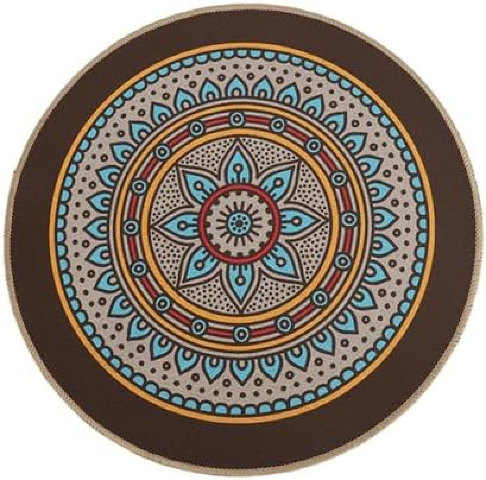 Sets de table ronds fleurs mandala en caoutchouc polyester 4 pcs