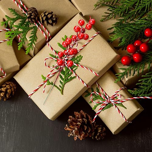 Miniatura 6 de 30 piezas de bayas rojas de acebo para árbol de Navidad, bayas rojas, ramas de acebo de Navidad para decoración de árbol de Navidad, manualidades,