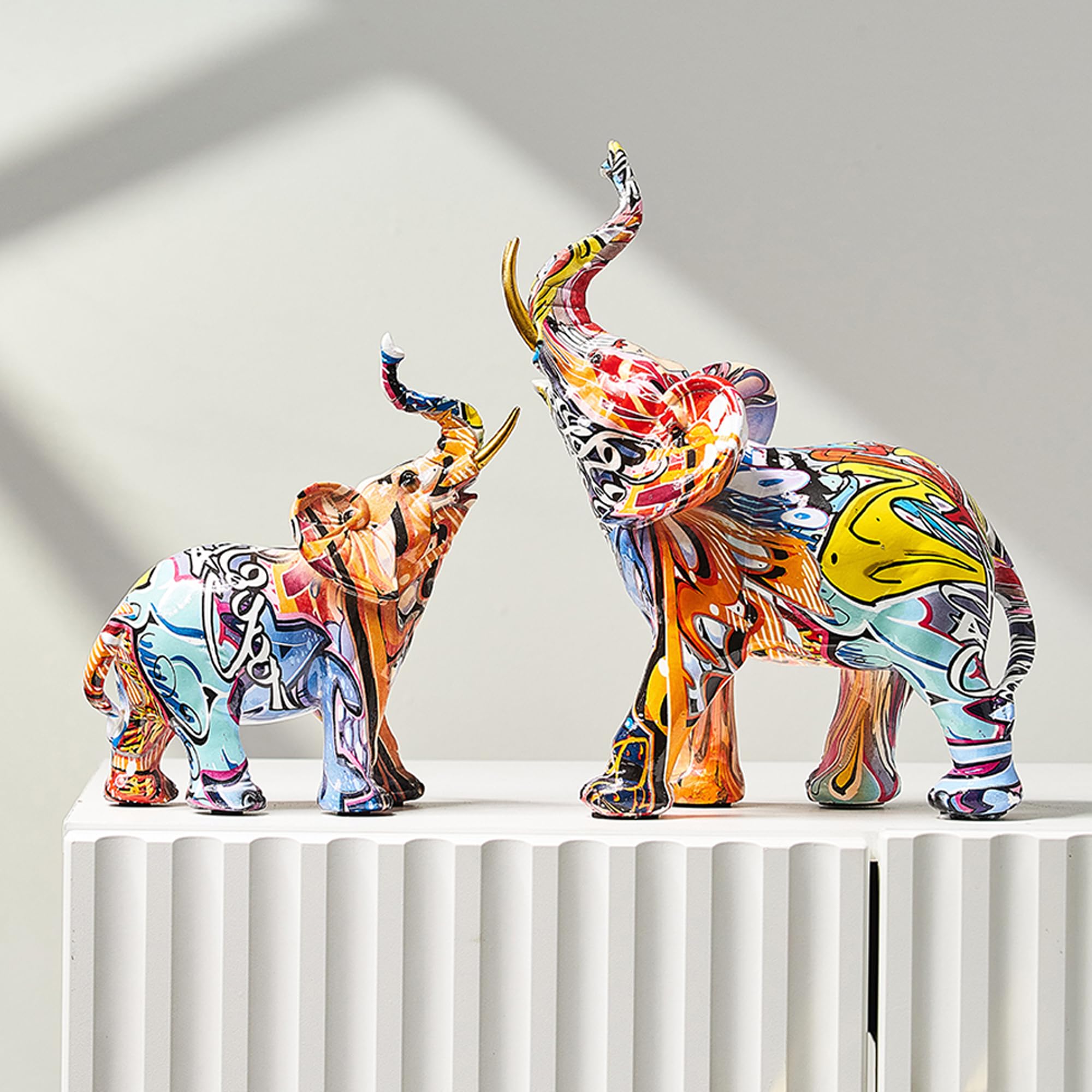 置物 Elephant XINXUAN Elephant Statue, Elephant Decor, Resin Elephant Figurines