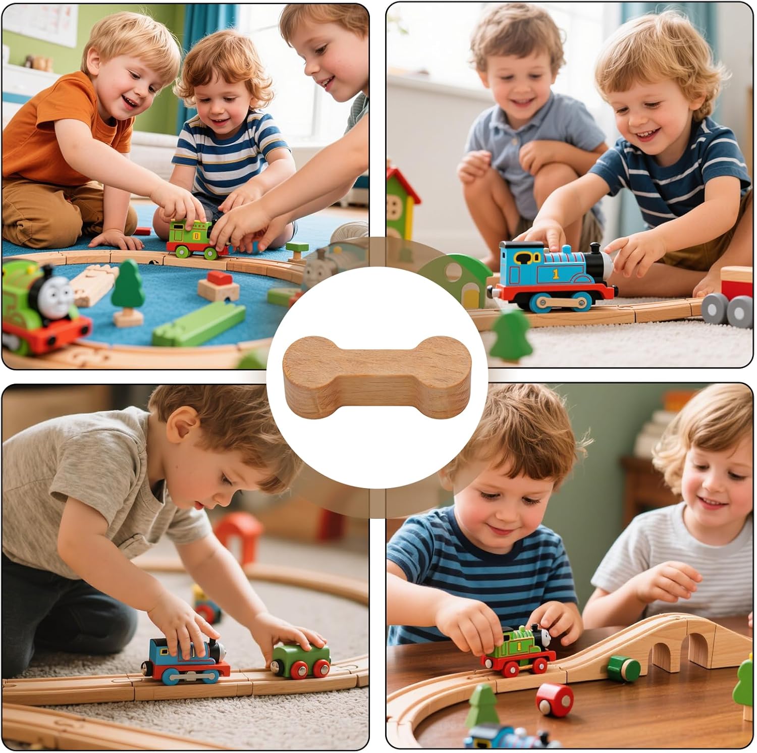 Pack of 10 Wooden Train Accessories, Wooden Brio Rails, Wooden Railway Rails, Rail Connector for Lego Toys, Train Connector, Reusable, Universal Connector Set, for Bridge Tracks Switches