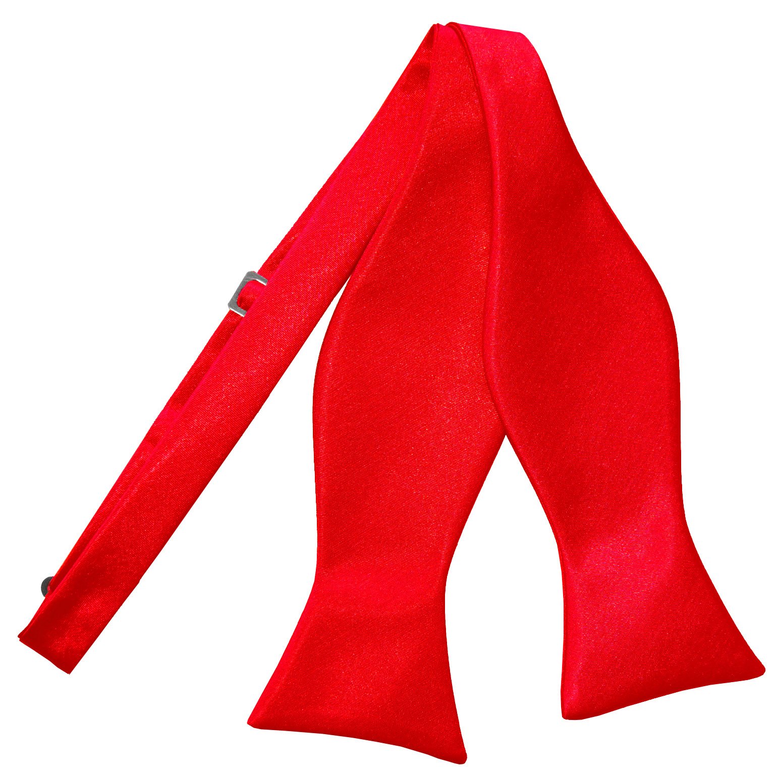 DQT Mens Plain Satin Self-Tie Bow Tie - Wedding, Business & Formal Wear - Red