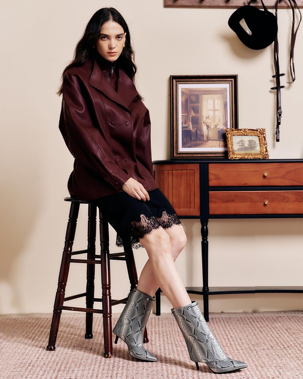 NEWBELLA Women's Fashion Mid Calf Boots - Pointed Toe Stiletto Heel Fold Over Collar Booties, Casual Versatile Boots for Fall & Winter - Image 3