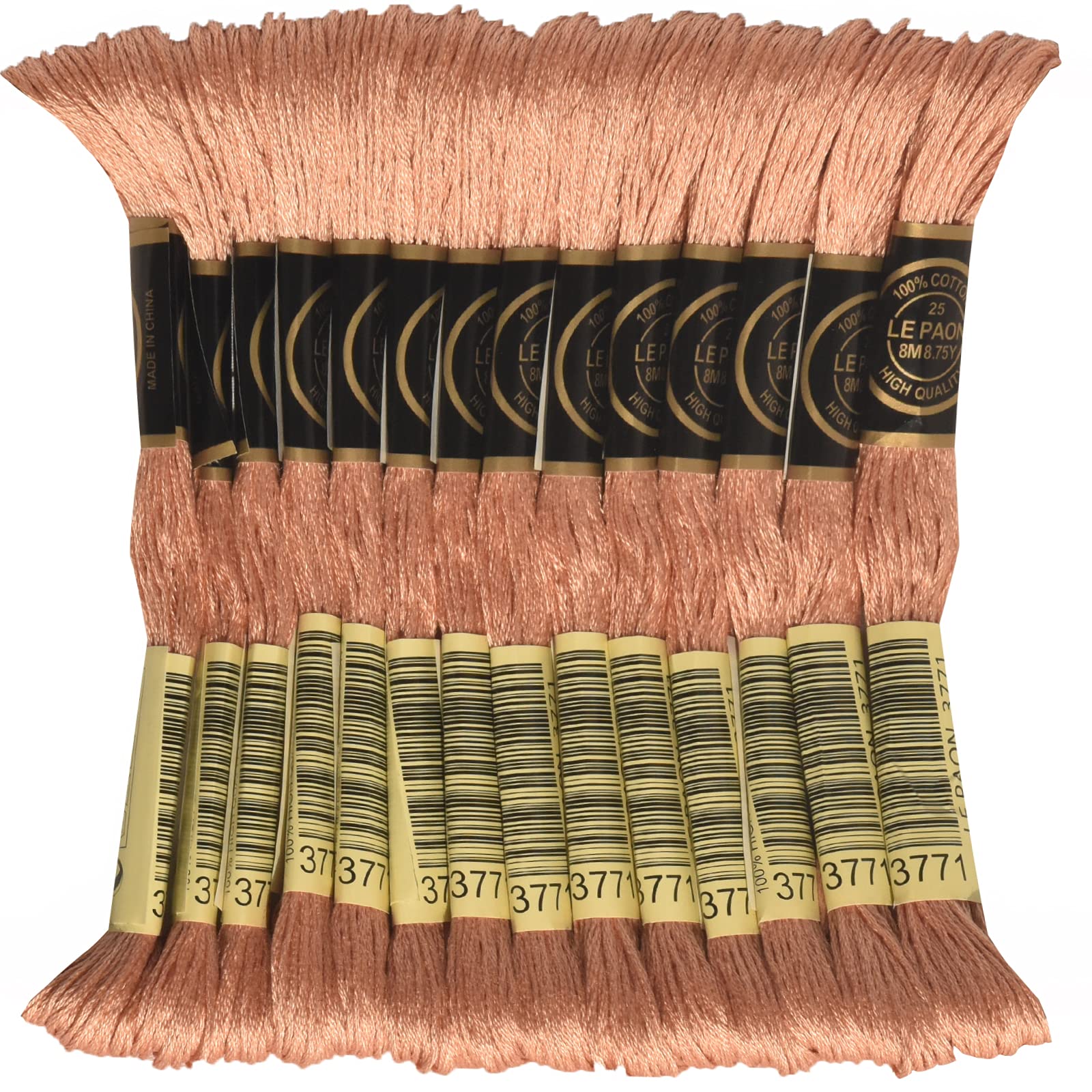 LE PAON Embroidery Floss, 14-Pack Six Strands 100% Long Staple Cotton Embroidery Thread, 8.7-Yard，Color Number：3771, Light Terra Cotta