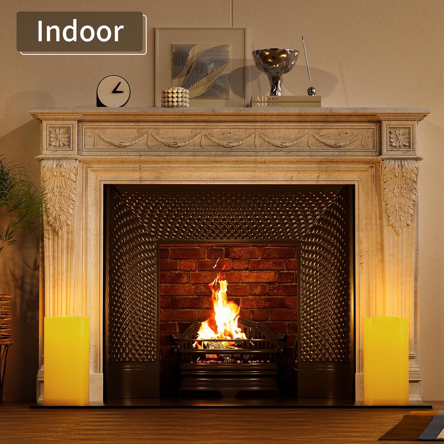 Outdoor Flameless Candles Waterproof: 6" x 12" Extra Large LED Battery Operated Flickering Pillar Candles with Timer Remote Control Fake Plastic Tall Electric Candles for Porch Lanterns, Set of 2