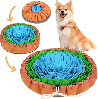 Vivifying Snuffle Mat for Dogs 17x17 Inch - Adjustable Interactive Slow Feeder Puzzle Toy for Foraging, Mental Stimulation & Boredom Relief (Blue Green)