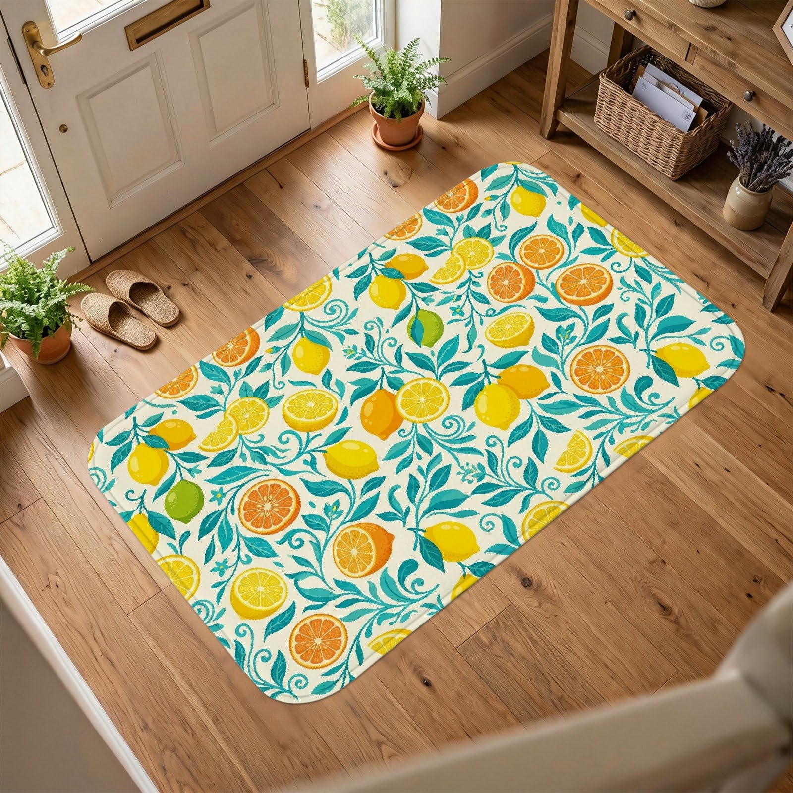 Tapis citron anti-perte de poils pour une entrée propre et cosy
