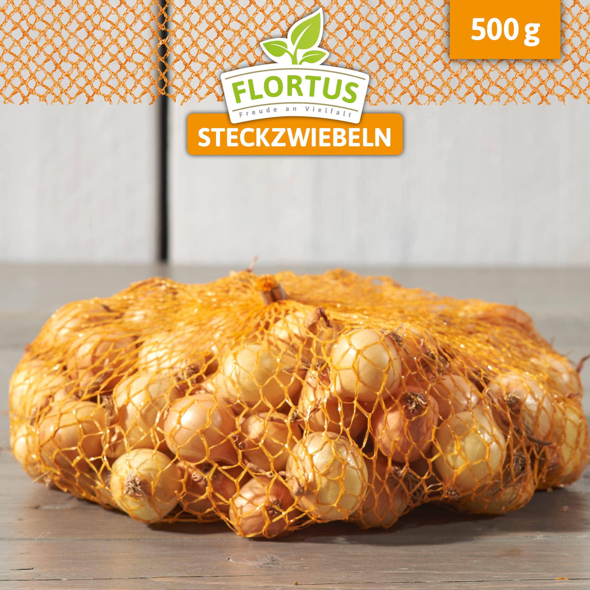 FLORTUS Steckzwiebeln Stuttgarter Riesen 500 g I Alte Zwiebelsorte mit großen Zwiebeln & milder Schärfe I Frühe Sorte mit guter Lagereignung I Ideal für Garten & Hochbeet I Zwiebeln stecken
