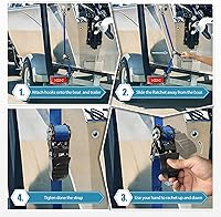 Vista 6 de PAULINN Correas de Amarre para Remolque de Barco de 1 Pulgada x 1.22 M, Correas de Amarre de Popa Ajustables de Alta Resistencia de 1089 KG
