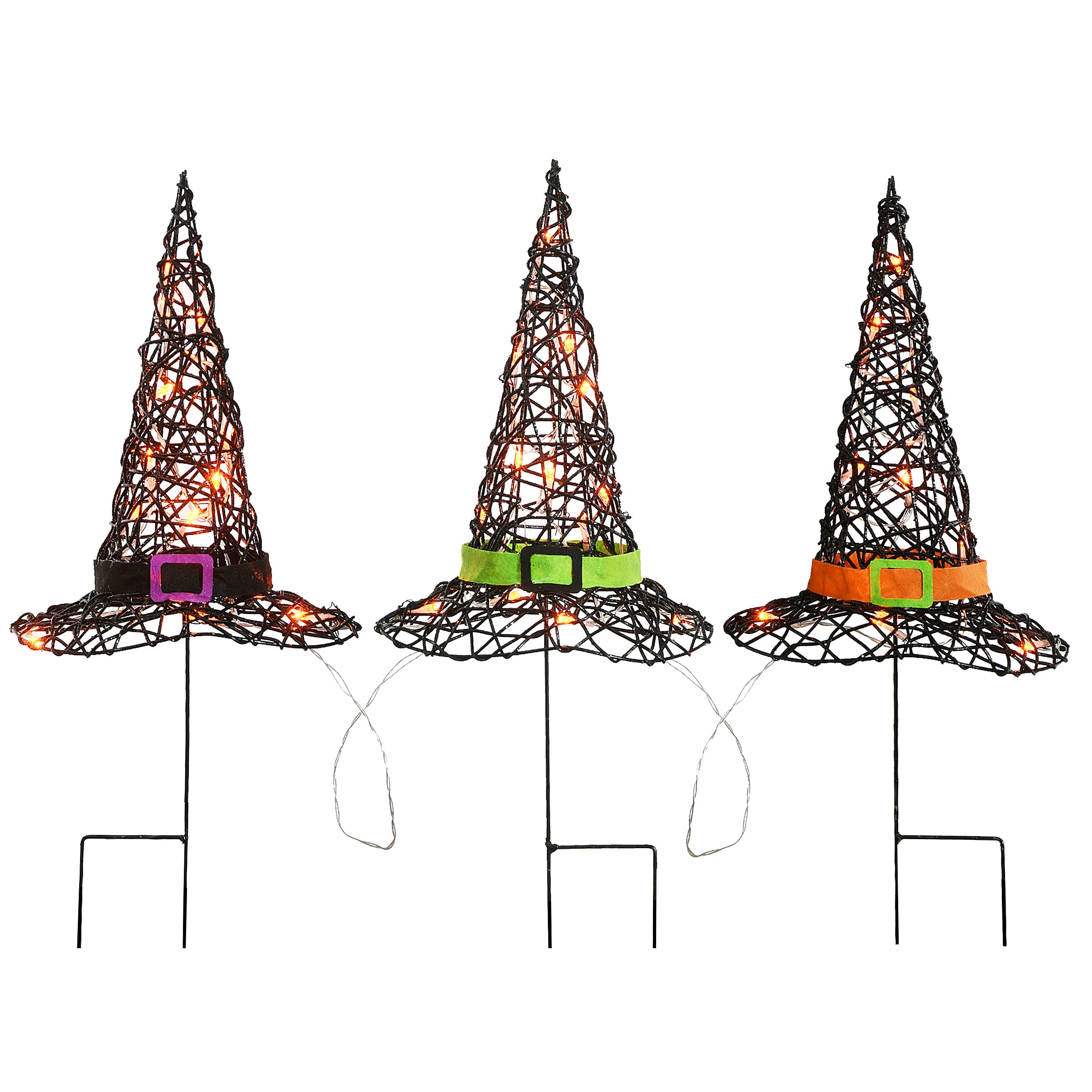 23" Pre-Lit Black Witch’s Hat Garden Stakes