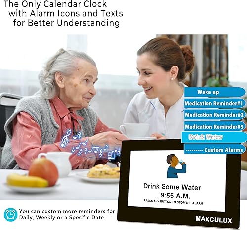 Miniatura 4 de MAXCULUX Reloj digital de 5 colores con ahorro de luz diurna y atenuación nocturna 19 alarmas reloj de pared y mesa reloj de calendario para