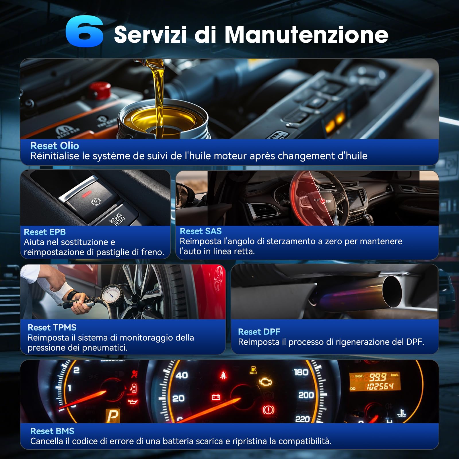 MA200 V6 Auto Diagnostica Tutte i Sistemi con 6 servizi per Ben.z/Land Rover/Porsche/BM.W/Volvo/V.A.G, Diagnosi Auto Professionale in Italiano, Olio/BMS/EPB/SAS/DP-F/TPMS Reset, Auto VIN