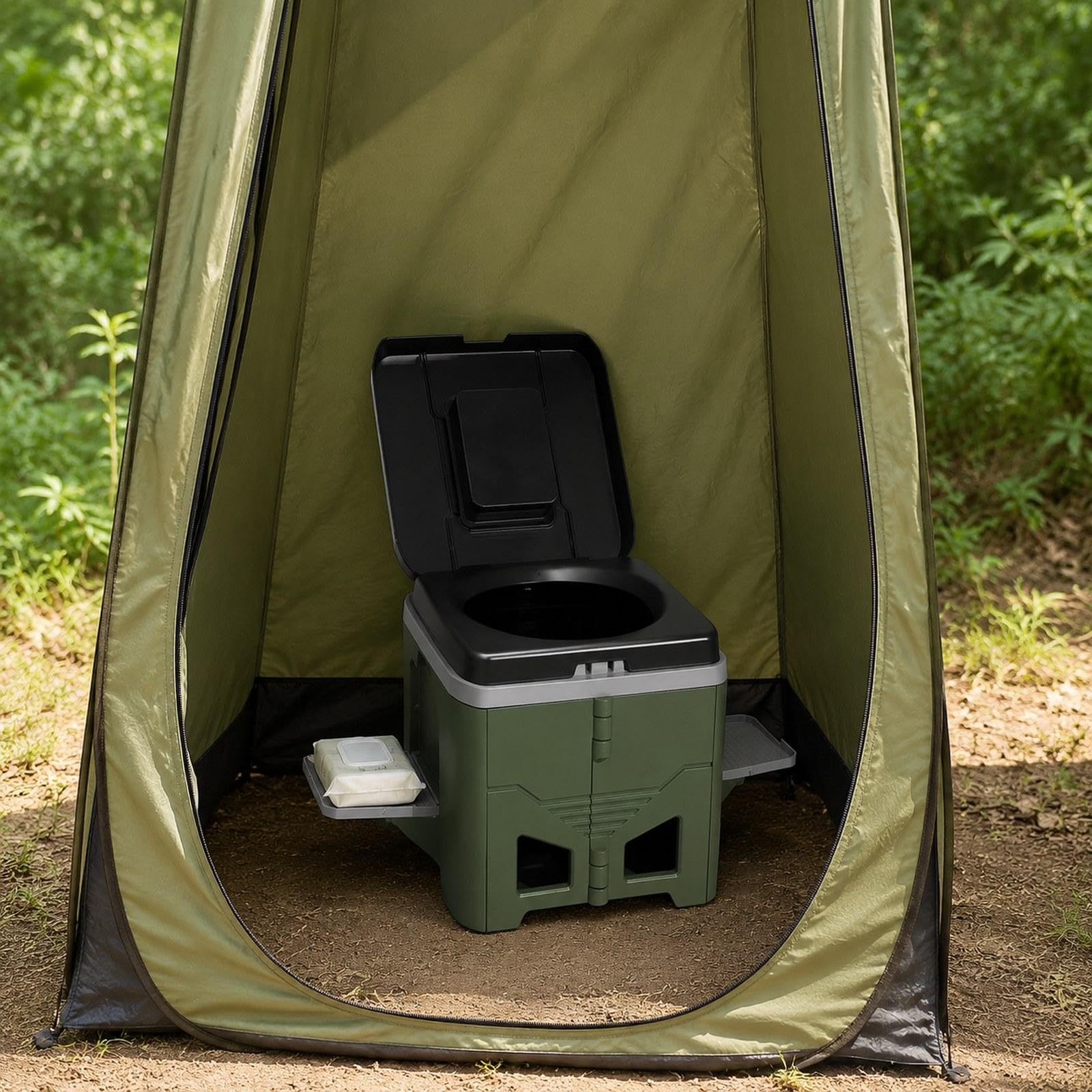 Fenteer Inodoro Portátil para Camping, Orinal Portátil, Orinal de Viaje Fácil de Limpiar, Taburete Plegable para Exteriores, Playa, Barco, Mochilero