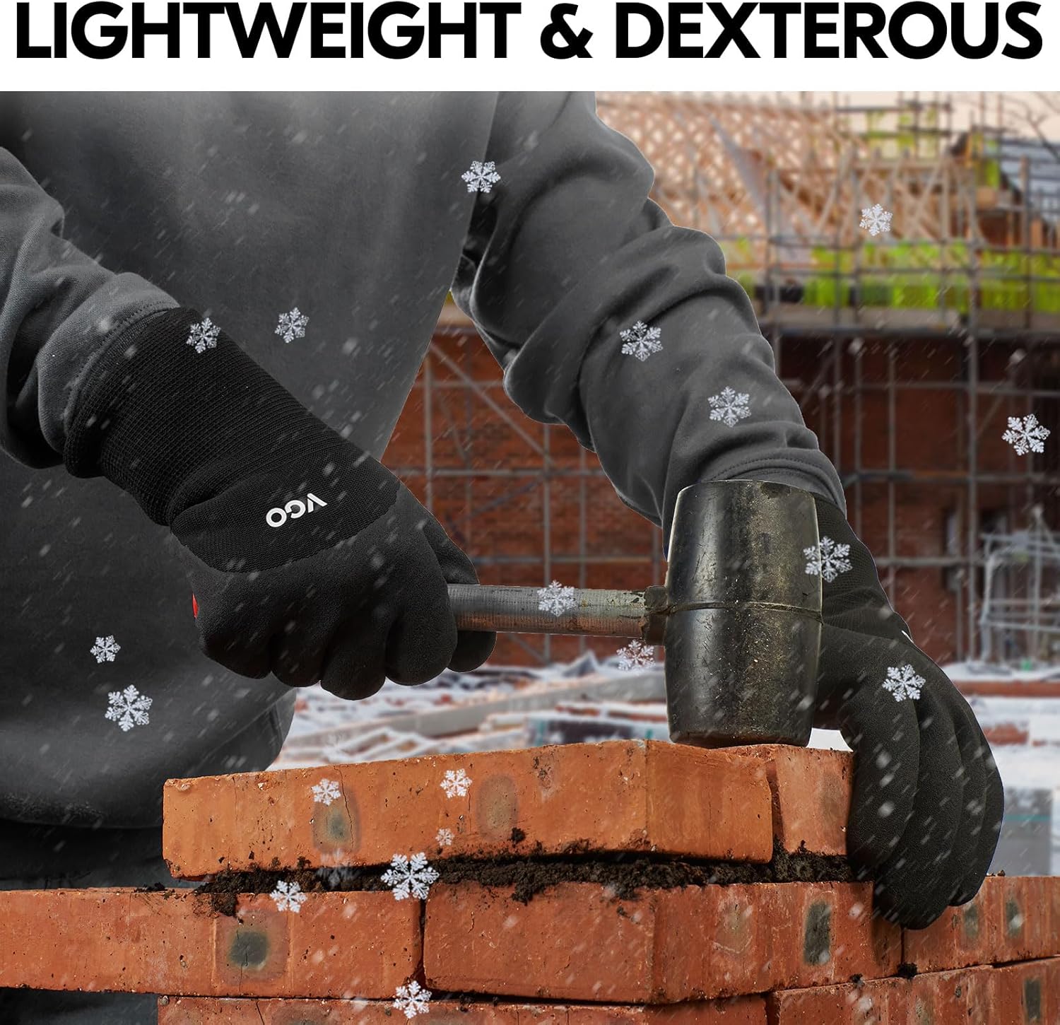 Vgo... 2-Pairs Freezer Winter Work Gloves, Double Lining Rubber Latex Coated for Outdoor Heavy Duty Work (Size L, Black, RB6032)
