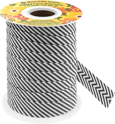 Miniatura 30 de Mandala Crafts Cinta al bies de un solo pliegue de 5/8 pulgadas para coser, acolchar, tuberías, dobladillo, manta y encuadernación de colcha, cinta