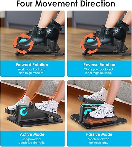 Miniatura 5 de Máquina elíptica para debajo del escritorio, máquina portátil de ejercicio de pedal sentado para personas mayores, ejercitador de piernas Elipse de