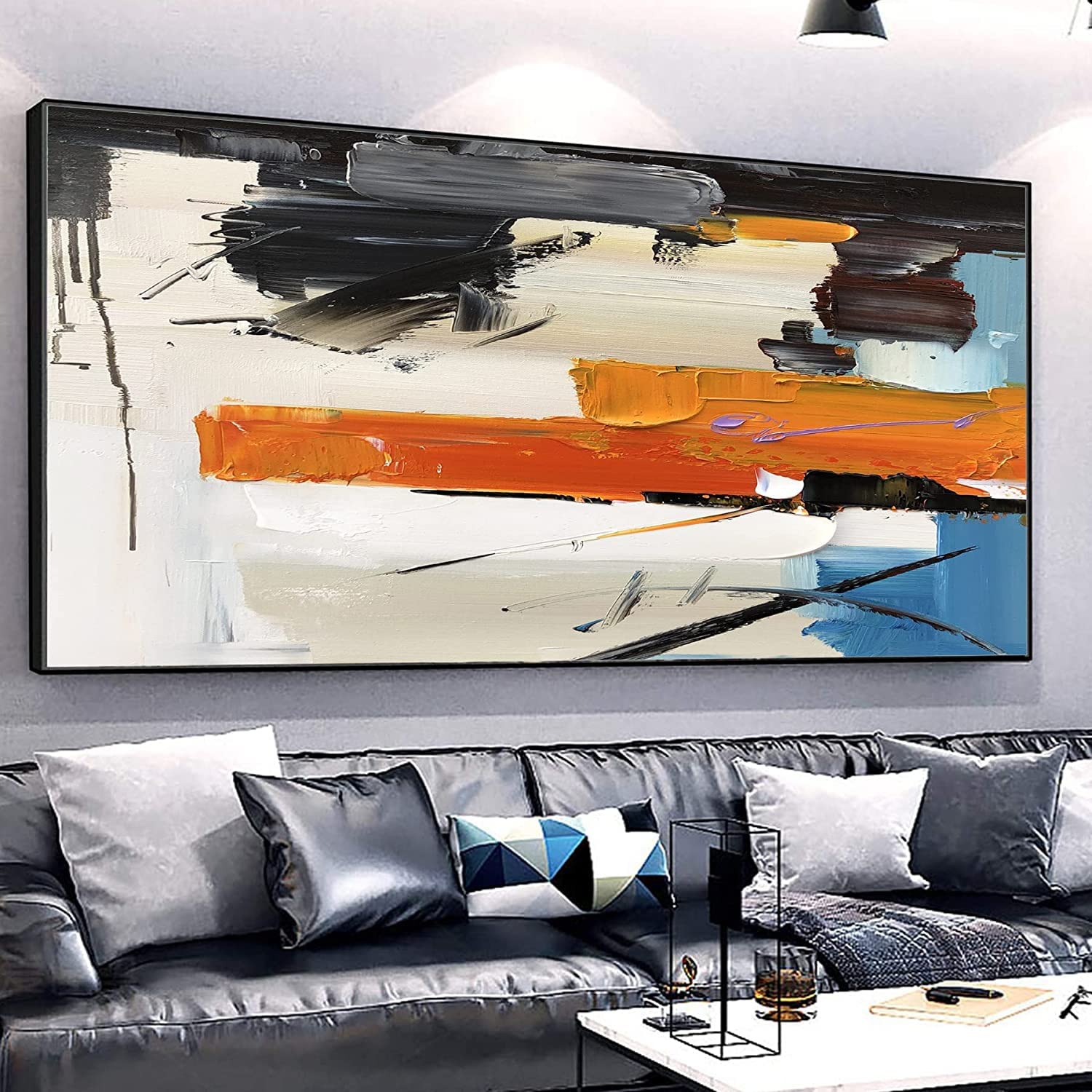 KSALPCH Original large-scale abstract murals, abstract paintings on canvas, contemporary abstract art, colorful oil paintings, Christmas gifts, Living Room Canvas 96X48inch Unstretched