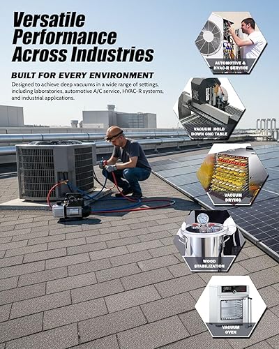 Miniatura 3 de HCPRO - Bomba de vacío de 6 CFM, refrigerante HVAC AC - Bomba de vacío de aire acondicionado de paleta giratoria de una etapa de 110 V para R410A