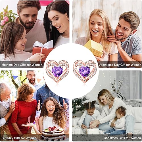 Miniatura 6 de Iefil - Aretes de Navidad para Mujeres, Aretes de Plata de Ley 925 con Piedra de Nacimiento, Regalos de Cumpleaños para Mujeres