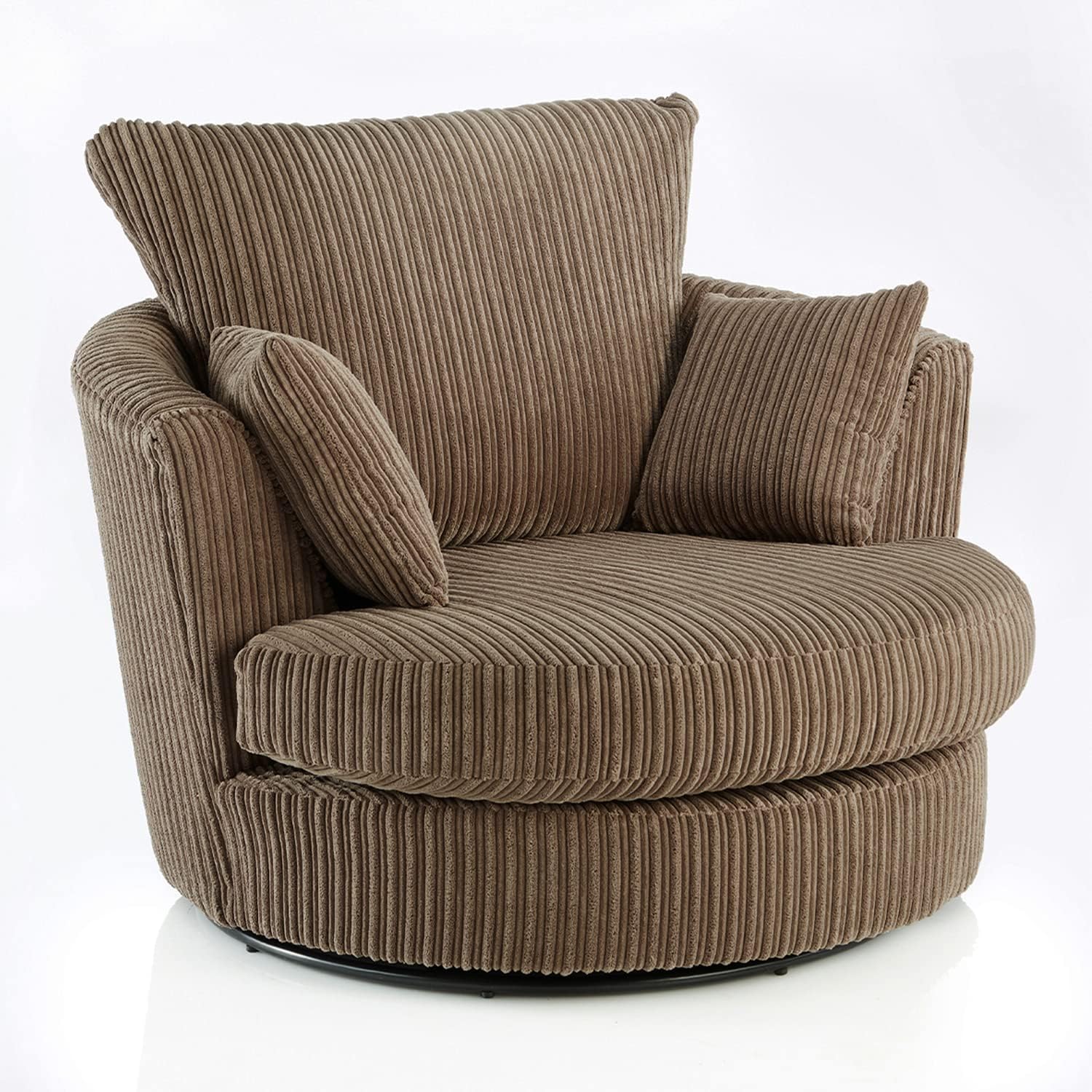 New Luxor Coffee Fabric Swivel Chair Jumbo Cord Fabric Single Seater
