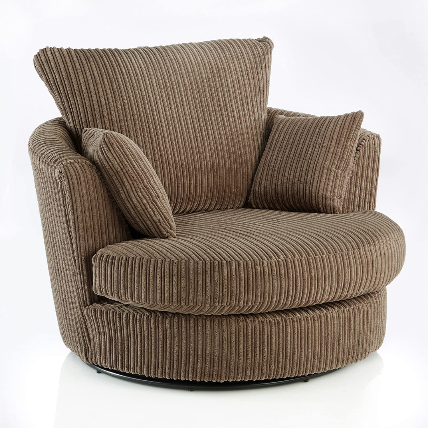 New Luxor Coffee Fabric Swivel Chair Jumbo Cord Fabric Single Seater 360 Rotation (Coffee, Swivel Chair)