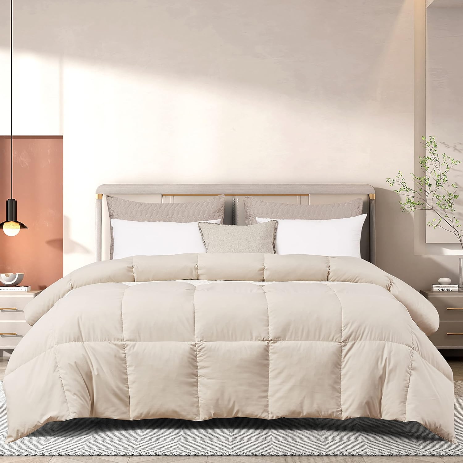 Beautyrest Ultra-Soft All Season Feather Down Fluffy Comforter Twin Size - Colored Microfiber Cover Fabric Down Duvet Insert with Corner Tabs