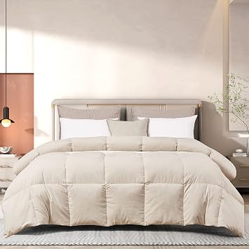 Beautyrest Ultra-Soft All Season Feather Down Comforter King Size - Colored Microfiber Cover Fabric Down Duvet Insert with Corner Tabs