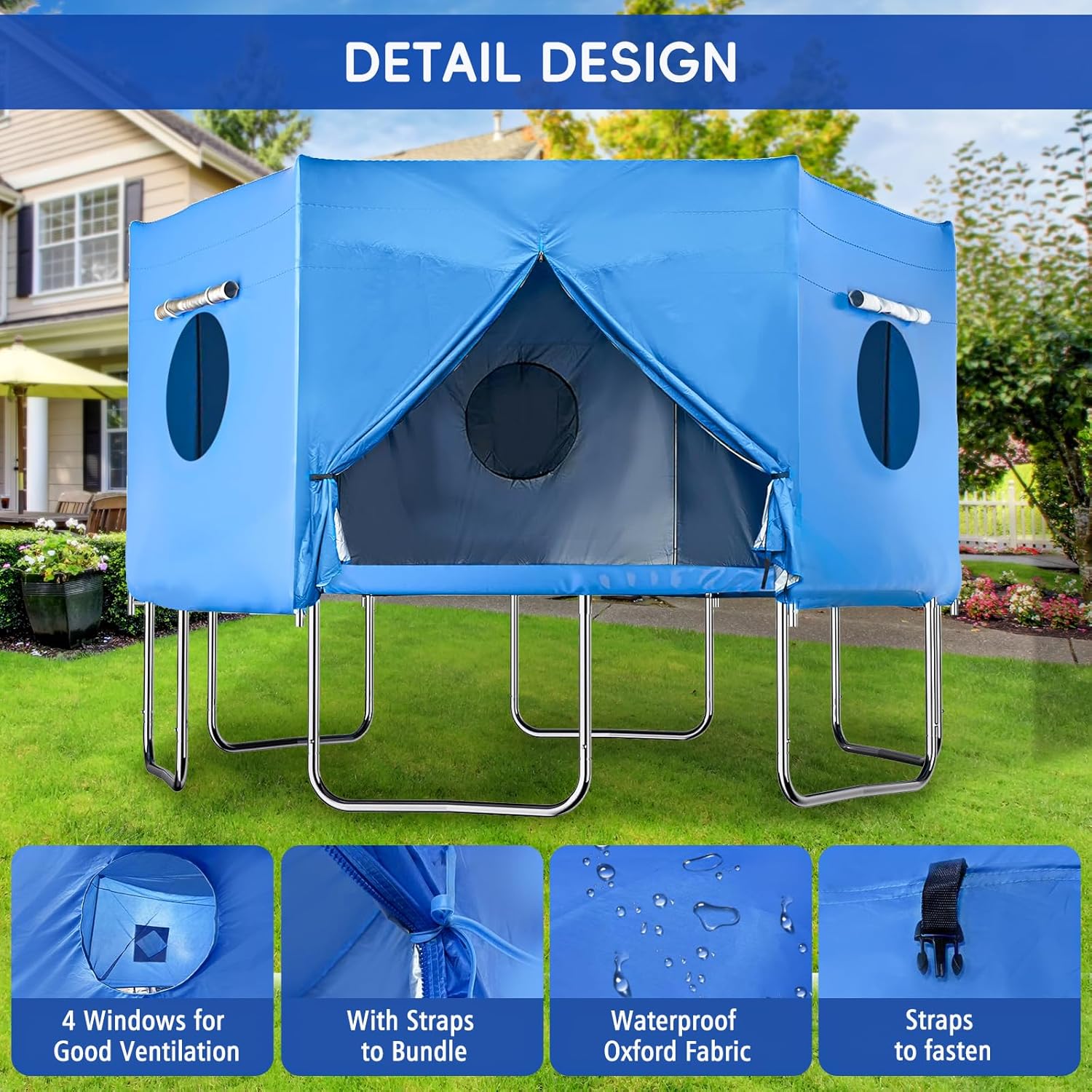 14FT Trampoline Tent,Fits for 6 Straight Pole Round Trampoline Cover, Outdoor Fun for Kids,Protect from Sun (Tent Only)