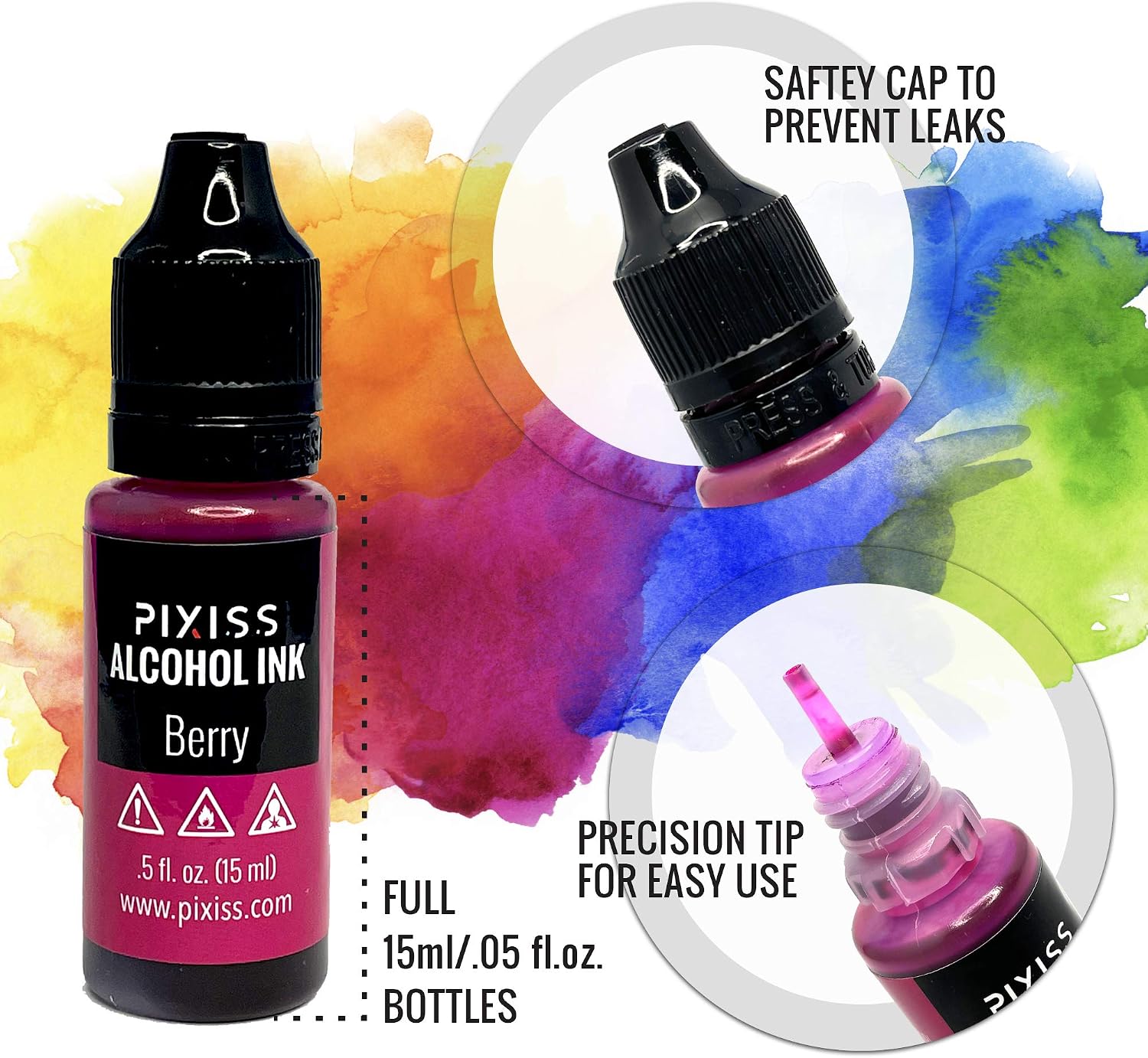 Alcohol Ink Set - Alcohol Ink for Epoxy Resin, Alcohol Ink Supplies, Tumbler Making Supplies, Resin Ink, Dye Inks 25 Large 0.5 Ounce Highly Saturated Colors