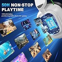 Vista 6 de 2.4GHz Wireless Gaming Headset for PS5/4, PC, Low-Latency Bluetooth Gaming Headphones with Stereo Sound, Noise Canceling Mic, Phantom White Fantasma