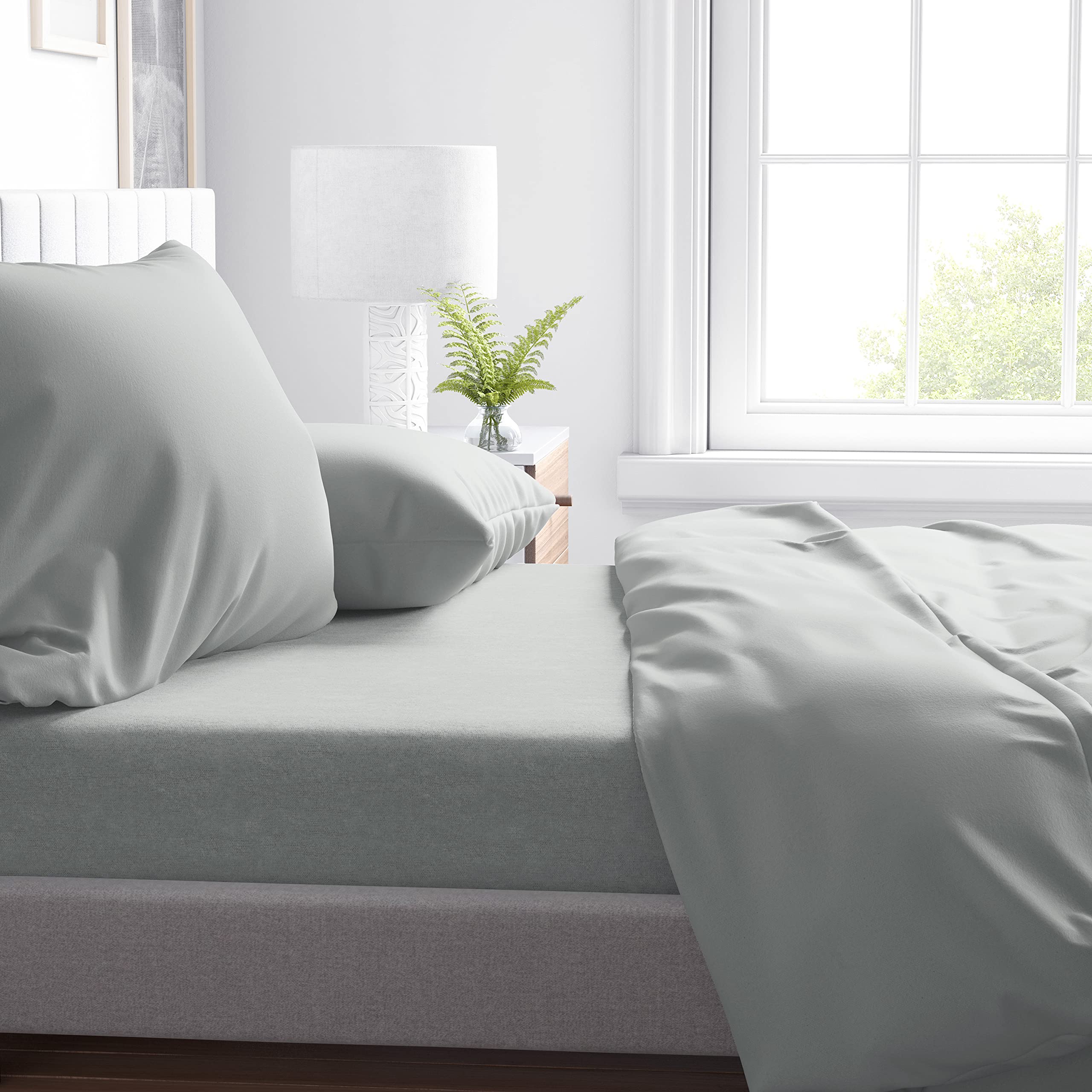 Nightcomfort Plain Dyed Fitted Bed Sheet Soft Touch Cotton Blend Easy Care Extra Deep Elasticated Skirt, Sage