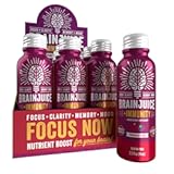 Brain and Immune Support Shot, Gluten Free Supplement Shots for Energy, Focus, Immunity with Vitamin D, C B, Alpha GPC & Organic Ginger Root, Pomegranate Acai, 2.5 fl oz, 12 Pack