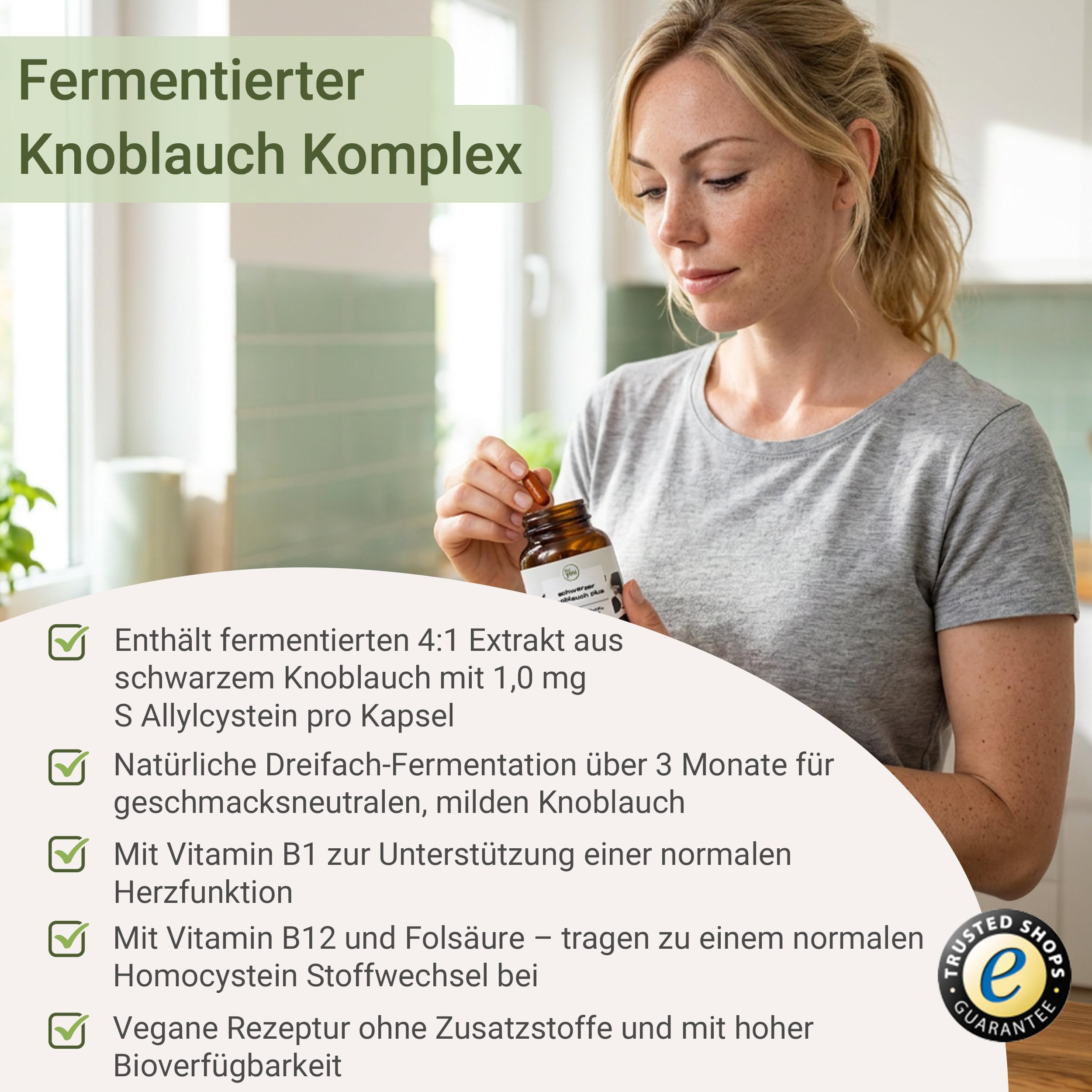 for you Schwarzer Knoblauch Kapseln – fermentierter 4:1 schwarzer Knoblauch-Extrakt mit 1 mg S-Allylcystein pro Kapsel, Vitamin B1, B12 & Folsäure – geruchsneutral, vegan – 120 Kapseln