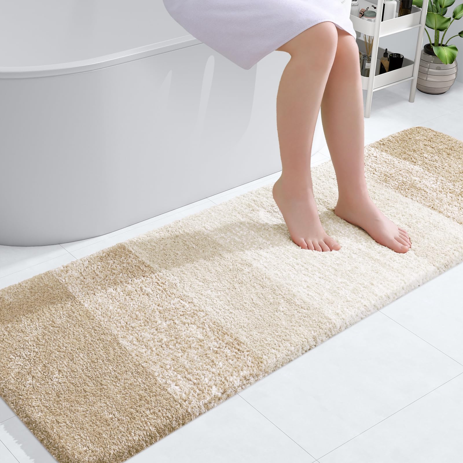 OLANLY Bathroom Runner Rugs 59x20, Extra Soft Absorbent Microfiber Bath Rugs, Rubber Backing, Quick Dry, Washable Bath Mats for Bathroom Floor, Tub