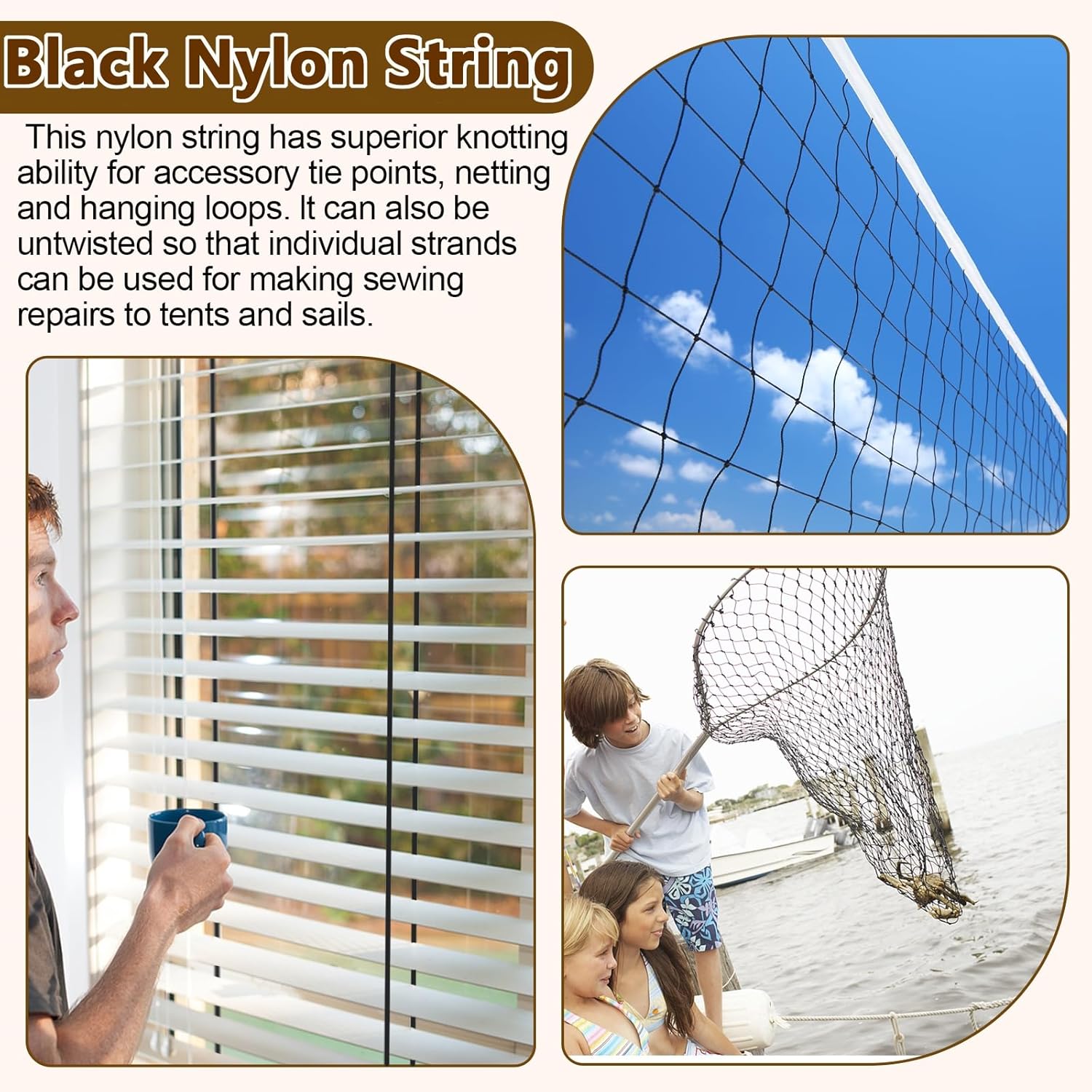 Black Nylon String 500ft 2mm UV Resistant Cord Twine for Garden Tomato Climbing Plants Floristry Fishing Wrapping Camping Outdoor Survival Netting Home Improvement