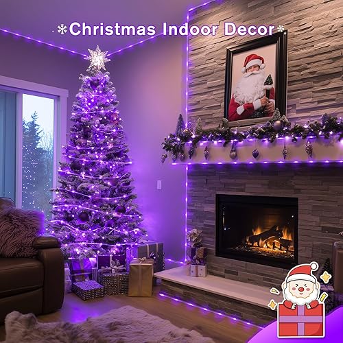 Miniatura 200 de JMEXSUSS Tira de luces de Navidad multicolor de 163 pies con 500 luces LED para exteriores, resistente al agua, alambre transparente, luces Varios