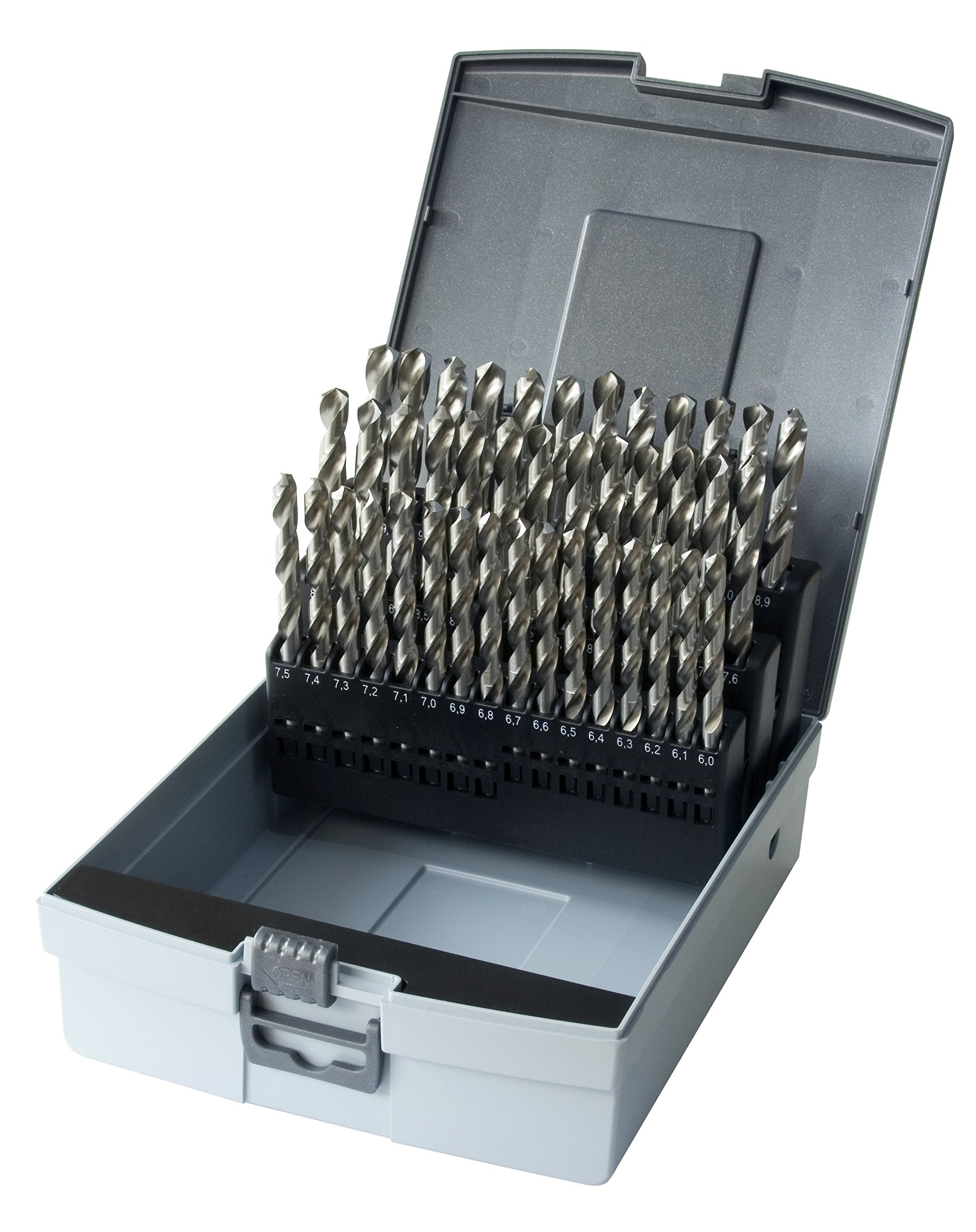 Gertus 1914210 Rose Box with 41 Twist Drill Bits in DIN 338 HSS-G 135° Diameter 6-10.0 x 0.1 mm Increasing