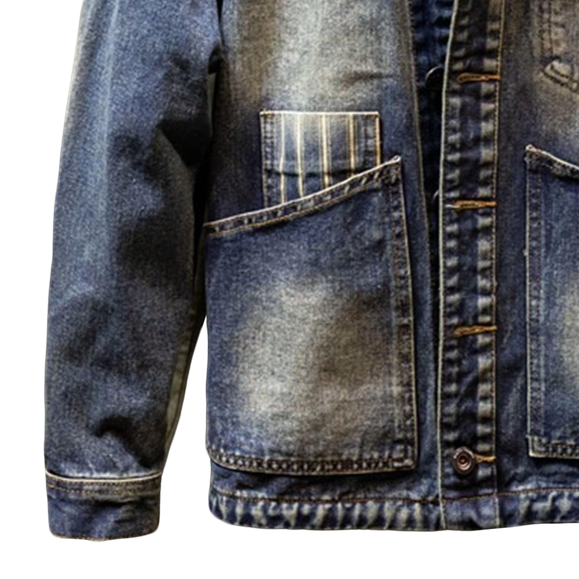 Chaqueta vaquera con solapa de botones para hombre, estilo vintage, elegante, holgada, casual, materiales cómodos, ropa de abrigo para camionero