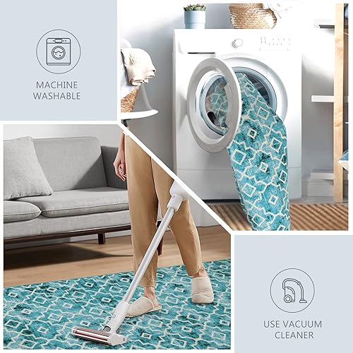 Miniatura 4 de Wonnitar Alfombra marroquí lavable a máquina, 5 x 7 pies, diseño geométrico grande, moderno, geométrico, para sala de estar, cuarto de bebé, tapete