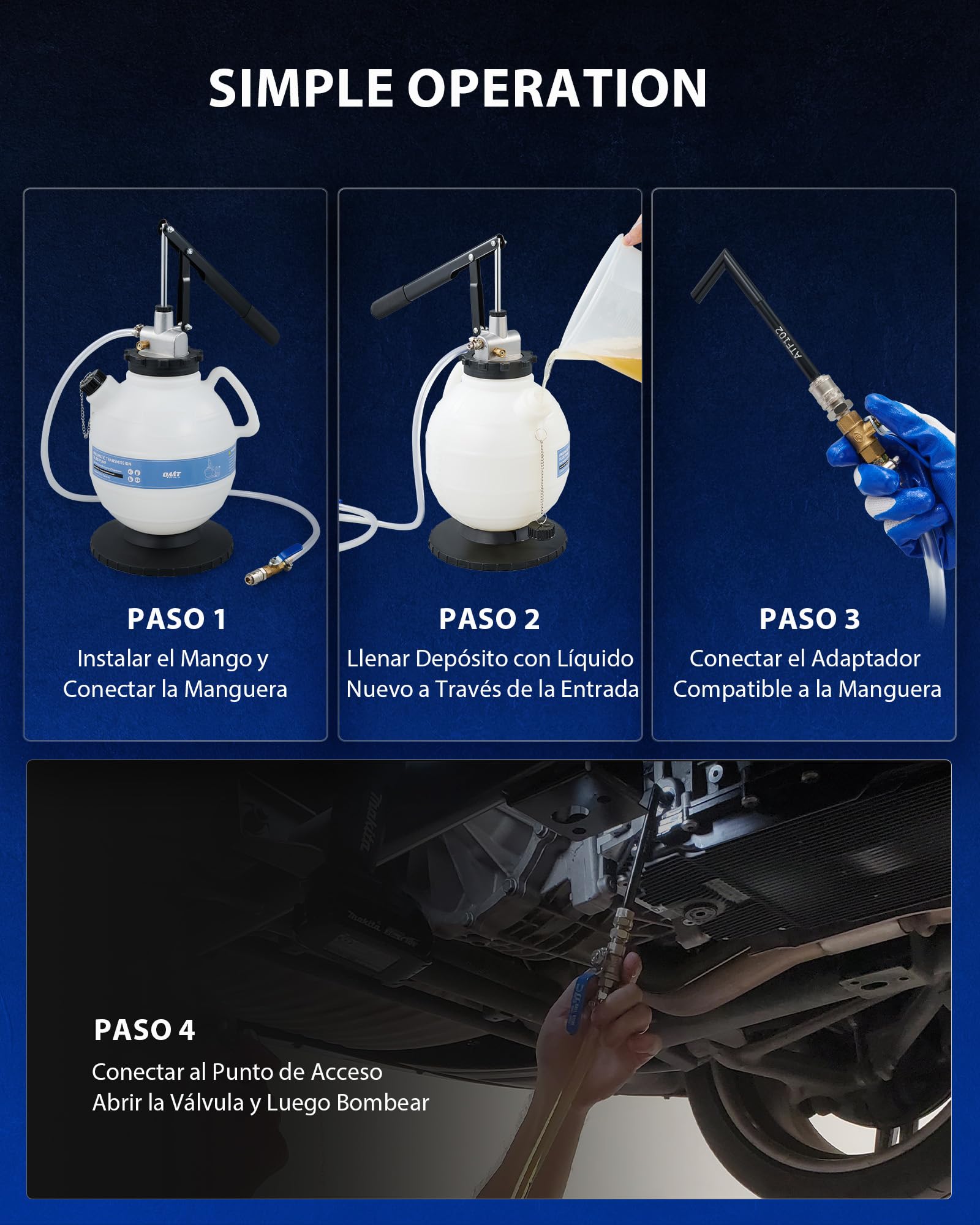 Orion Motor Tech 7,5L Bomba de Llenado de Aceite para Transmisión de Caja de Cambios Máquina de Llenado de Aceite con 15 Adaptadores Dispositivo de Llenado de Aceite para Coches